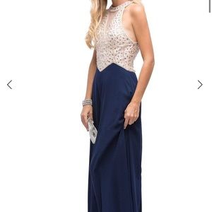 Dancing Queen 9881 Sleeveless Bedazzled Halter A-line Dress